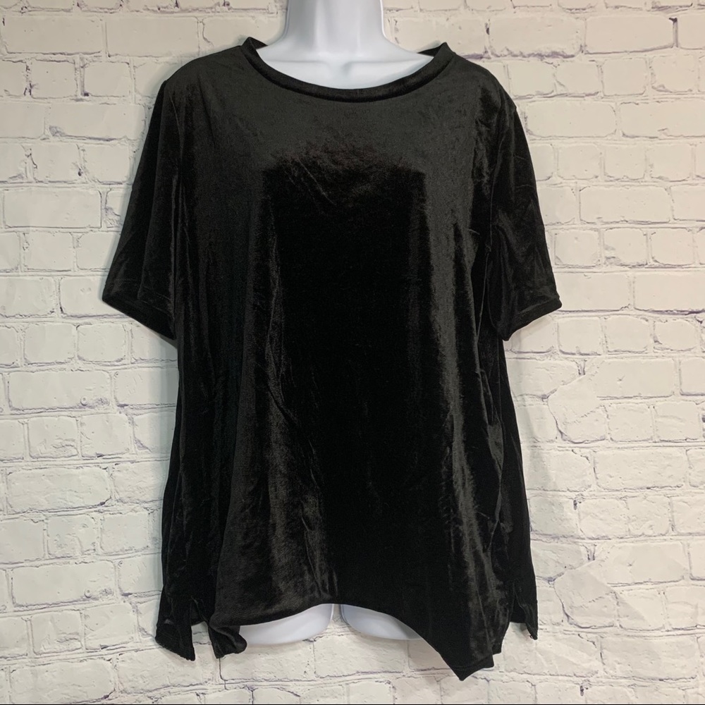 Old Navy Short Sleeved Black Velvet Top XL